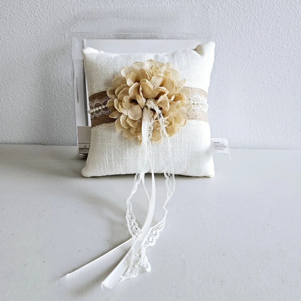 Rustic Wedding Ring Bearer Pillow Burlap Rustic